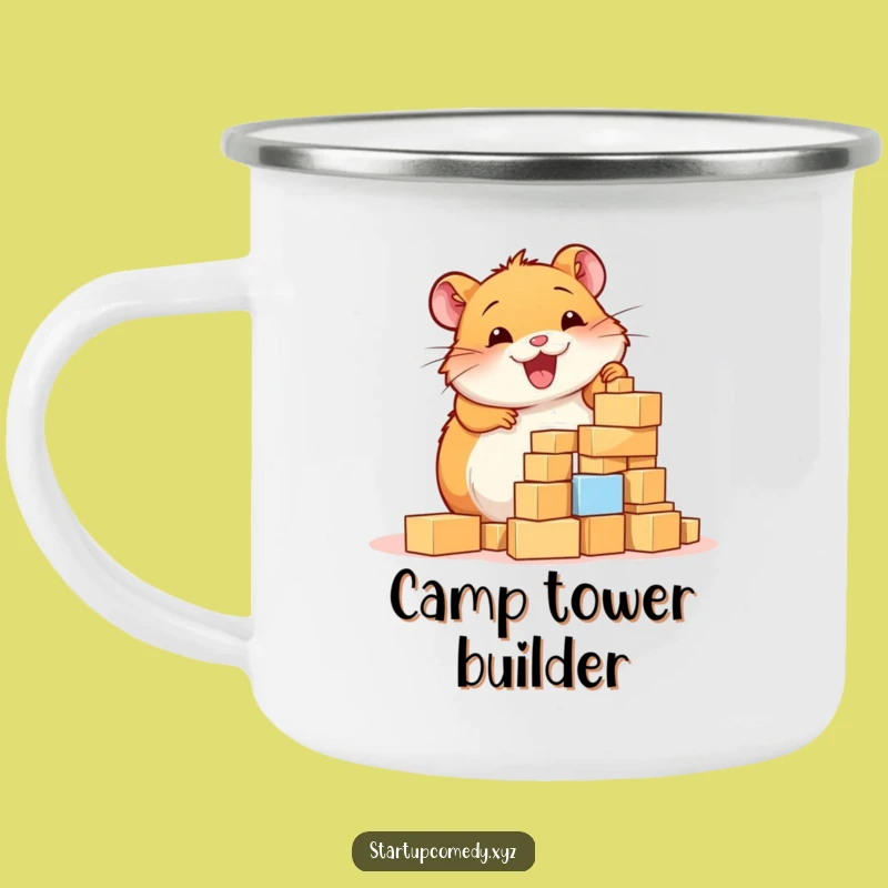 Funny Hamster Camping Mug: Build Your Adventure with Tiny Tower Spirit - Your Trail Funny Gift
