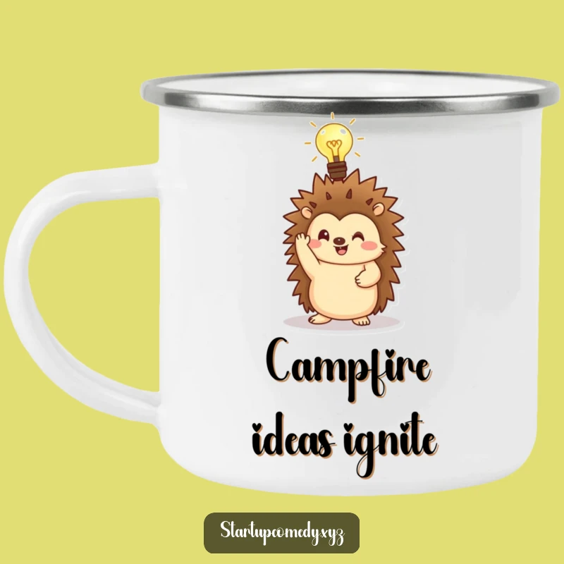 Funny Hedgehog Lightbulb Camping Mug: Adventure and Ideas Go Together
