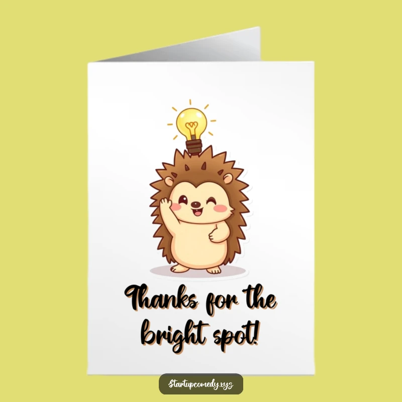 Free Printable Thank You Card: Hedgehog's Bright Idea Expressing Gratitude