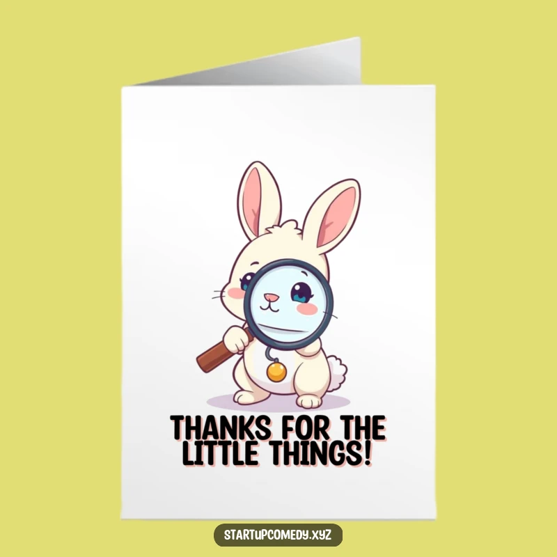 Free Printable Thank You Card: Bunny Examining Kindness Funny Downloadable