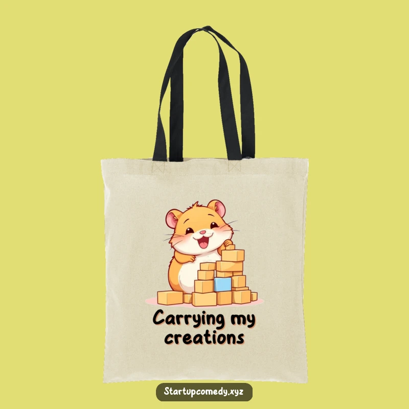 Funny Hamster Tote Bag: Carry Your Creations with Tiny Tower Style - A Whimsical Funny Gift