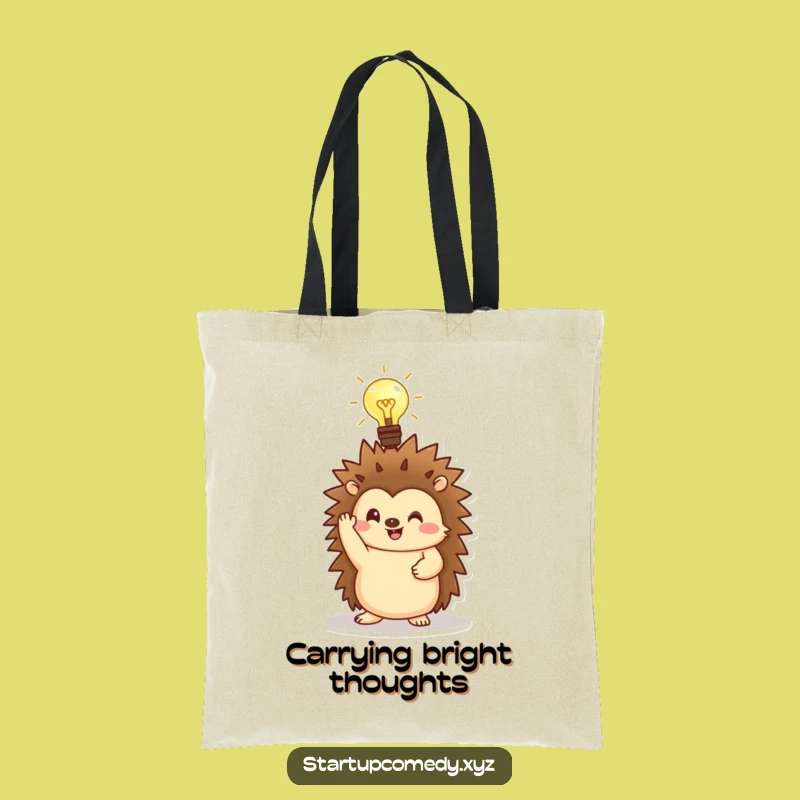 Funny Hedgehog Lightbulb Tote Bag: Carry Your Ideas in Style